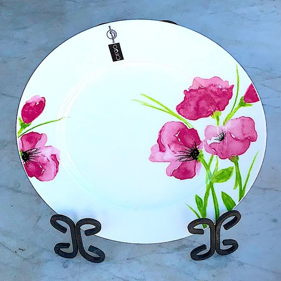 CIROA POPPIES DINNER PLATE FINE BONE CHINA NEW 11 INCH PINK GREEN - Picture 3 of 7